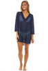 V-NECK PLACKET BELL SLEEVE TUNIC - GOFRET